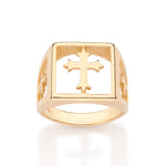 Maxi Anel Chevalier Vazado Com Cruz Banhado a Ouro 18k