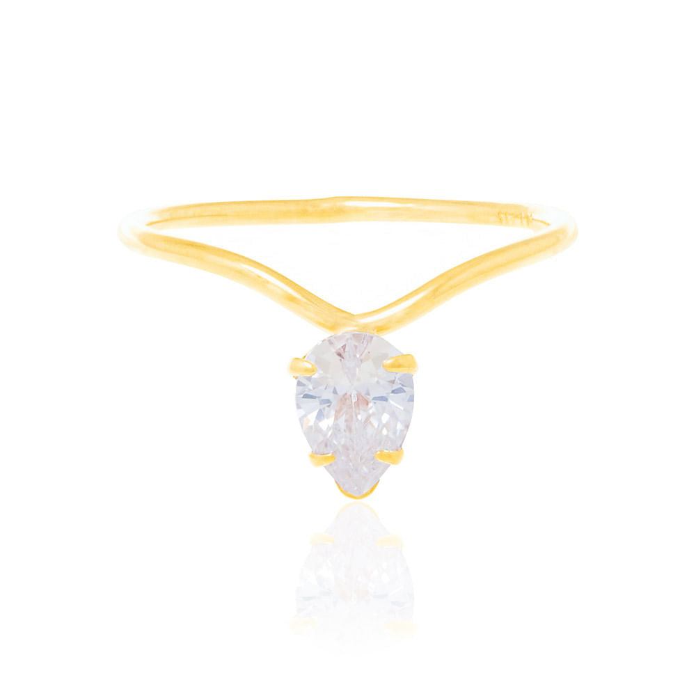 Anel Solitário Banhado a Ouro 18k Com Zircônia