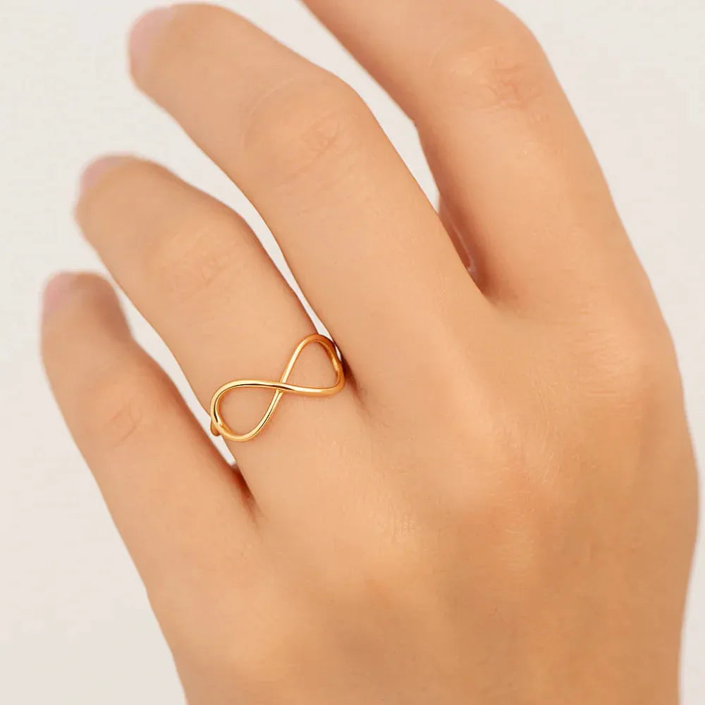 Anel Skinny Infinito Vazado Rommanel Banhado a Ouro 18K – Design Delicado e Moderno - You Beauty