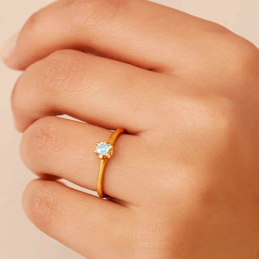 Anel Solitário Rommanel com Flor e Cristal em Ouro 18K – Design Elegante e Delicado - You Beauty