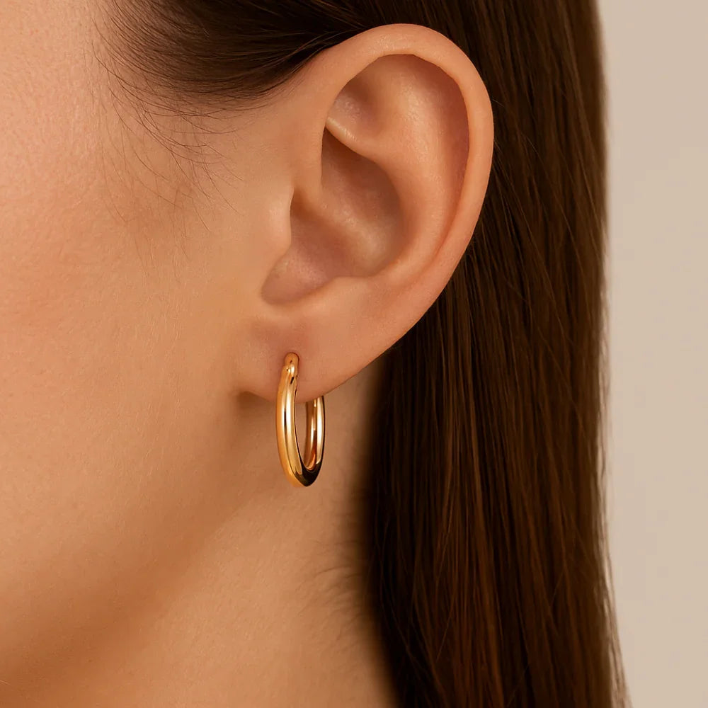 Brinco Argola Médio 1,9 cm Rommanel Banhado a Ouro 18K – Design Clássico e Sofisticado
