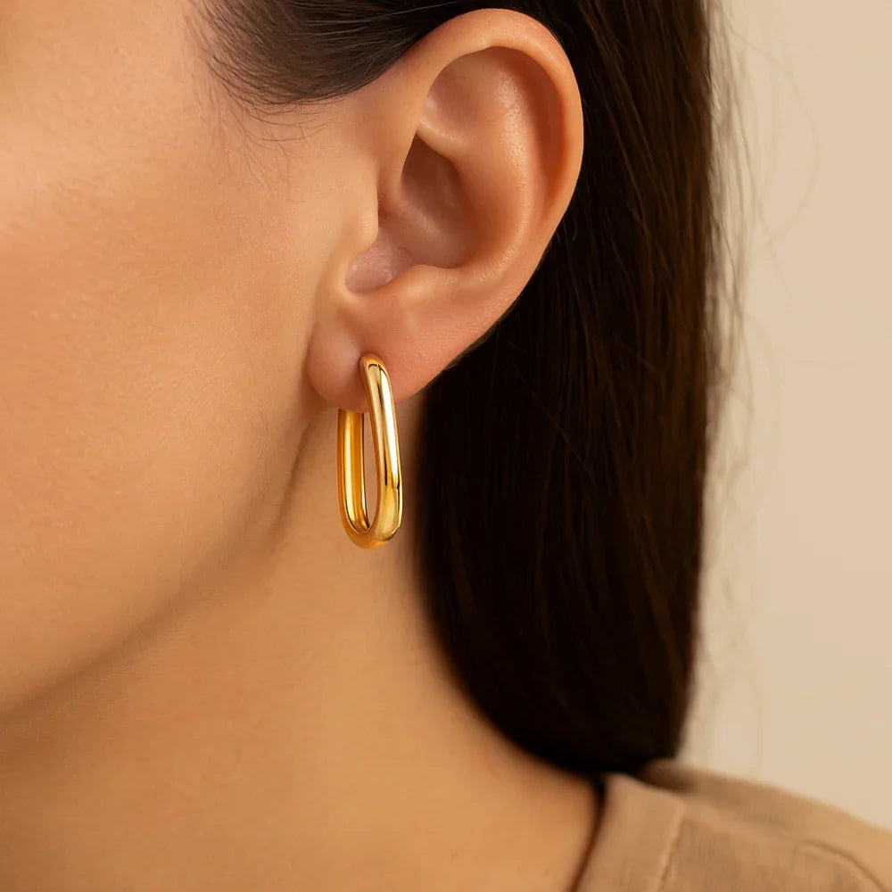Brinco Argola Oval Rommanel Banhado a Ouro 18K – Design Exclusivo Giovanna Antonelli