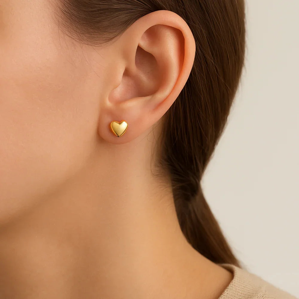 Brinco Coração Abaulado Rommanel em Ouro 18K – Design Delicado e Sofisticado