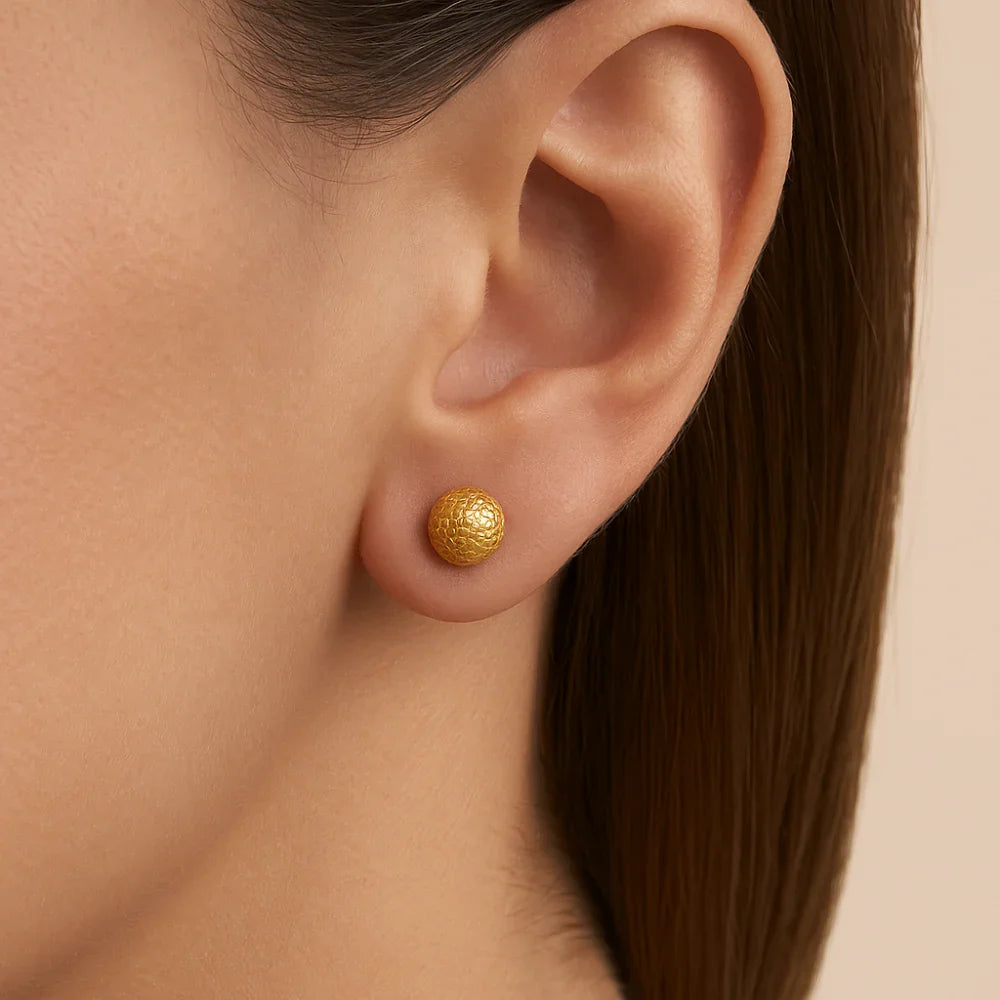 Brinco Esfera Rommanel com Detalhes em Alto Relevo – Banhado a Ouro 18K 5mm