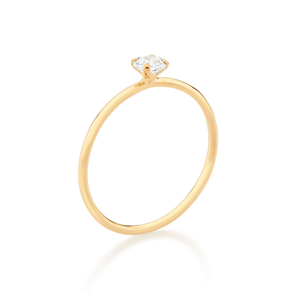 Anel Solitário Rommanel com Zircônia 4mm em Ouro 18K – Design Clássico e Sofisticado