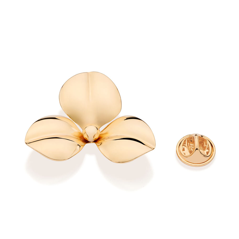 Broche Flor Abaulada Banhado a Ouro 18k Coleção Ana Hickmann