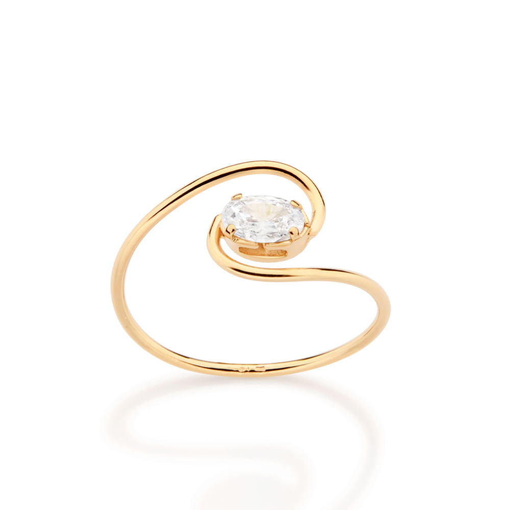 Anel Skinny Banhado a Ouro 18k Com Zircônia Coleção Ana Hickmann