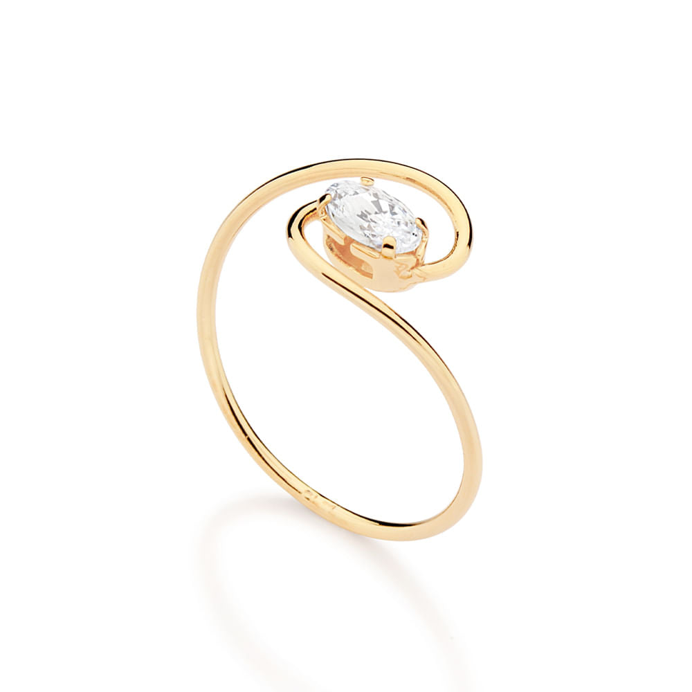 Anel Skinny Banhado a Ouro 18k Com Zircônia Coleção Ana Hickmann