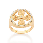 Anel Boho Com Flor Banhado a Ouro 18k Com Zircônias Coleção Ana Hickmann