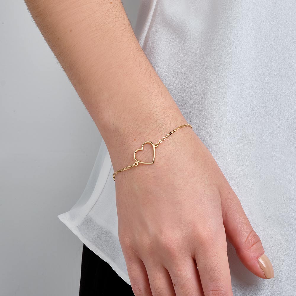 Pulseira com coração banhada a ouro 18k