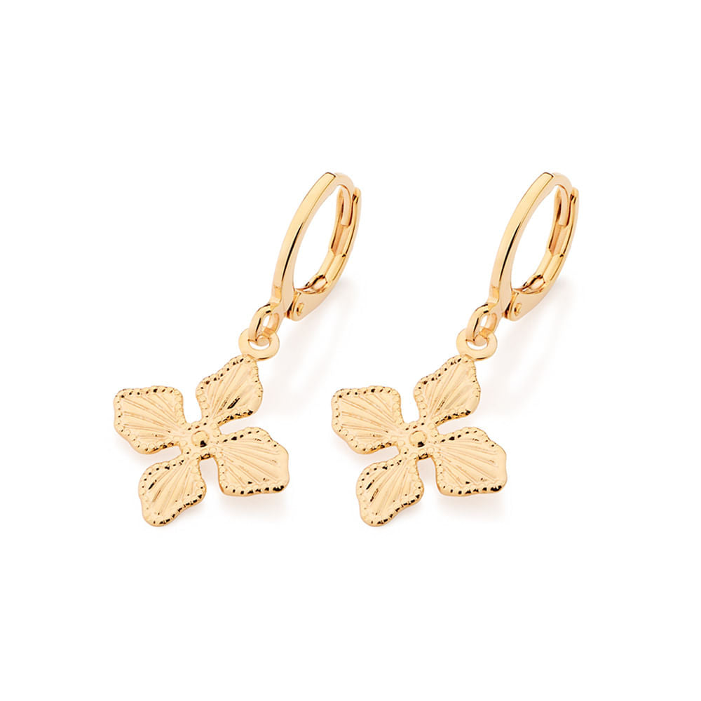 Brinco Argola Com Flor Banhado a Ouro 18k Coleção Ana Hickmann