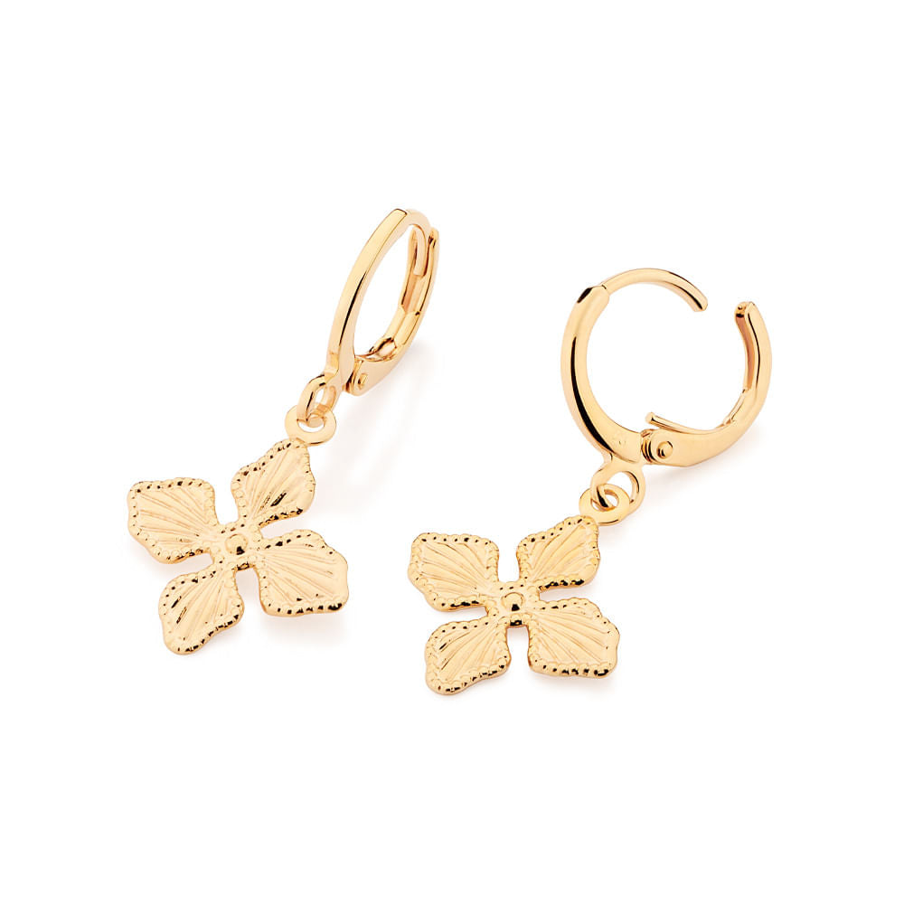 Brinco Argola Com Flor Banhado a Ouro 18k Coleção Ana Hickmann