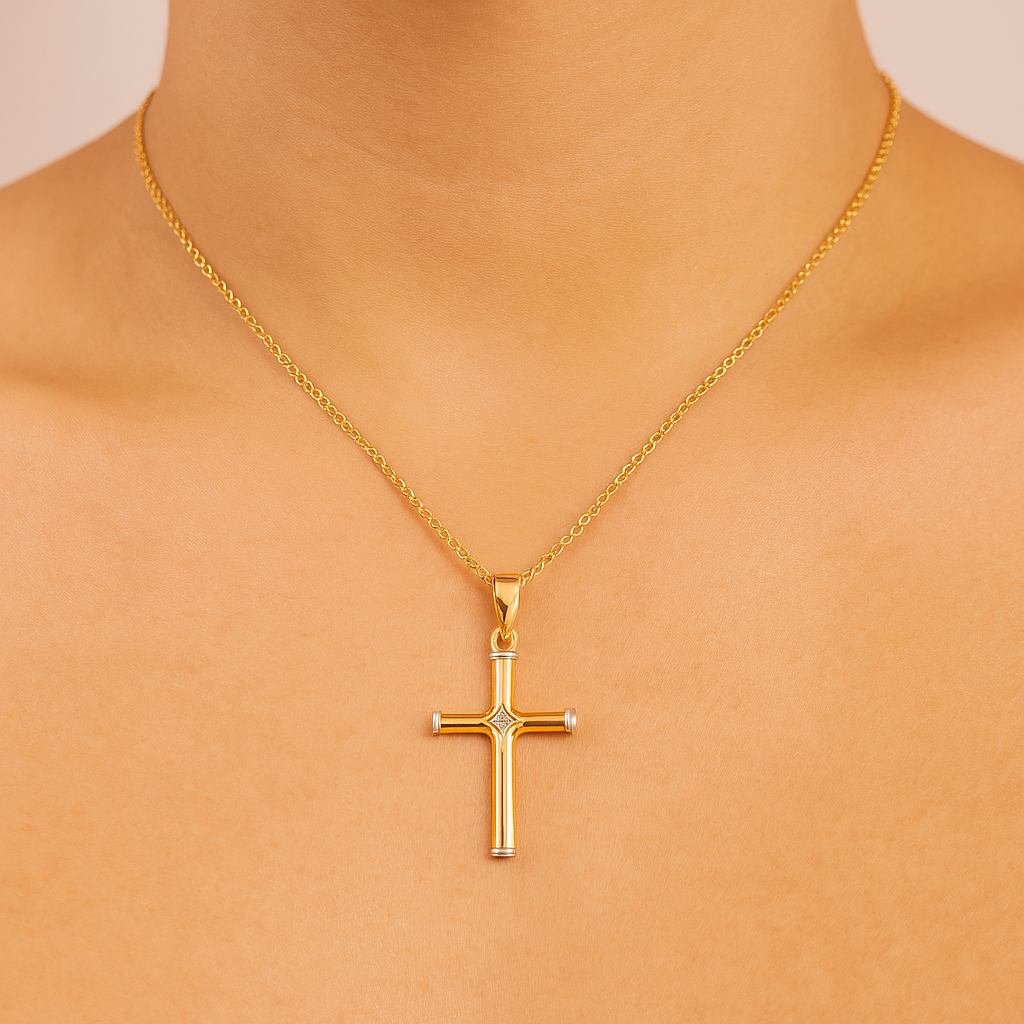 Pingente Cruz Rommanel com Banho de Rhodium – Design Elegante e Sofisticado