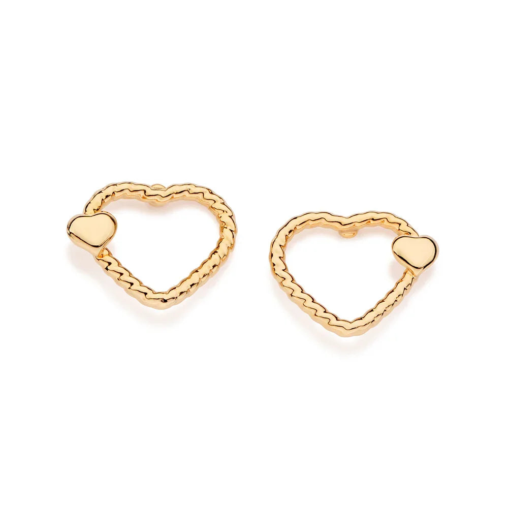Brinco Coração Vazado e Torcido Rommanel em Banho de Ouro 18K – Design com Dois Corações Lisos - Joias Rommanel | YouBeauty - Brincos, Colares e Anéis com Frete Grátis