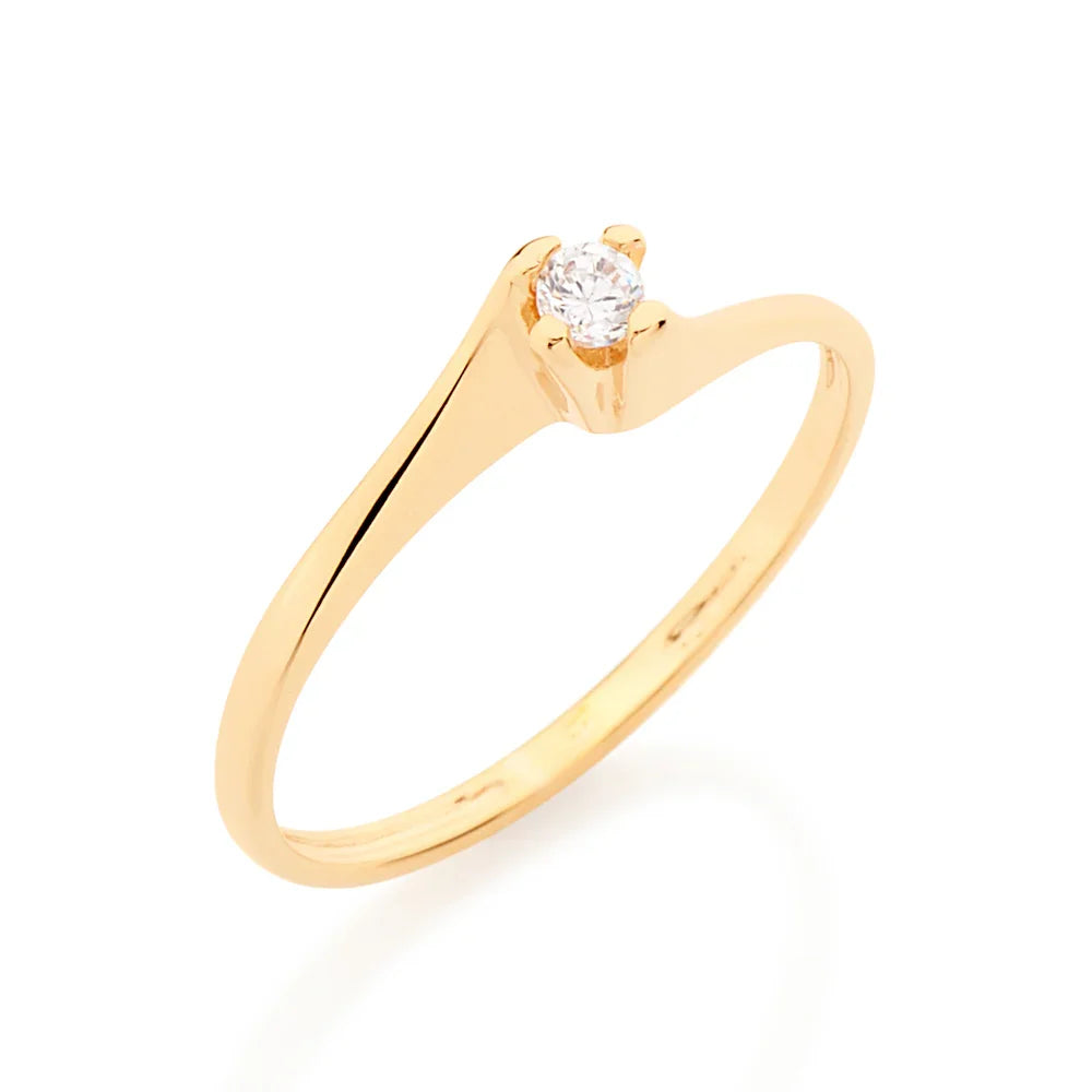 Anel Solitário Rommanel com Zircônia 2,5 mm em Ouro 18K – Design Clássico e Elegante - You Beauty