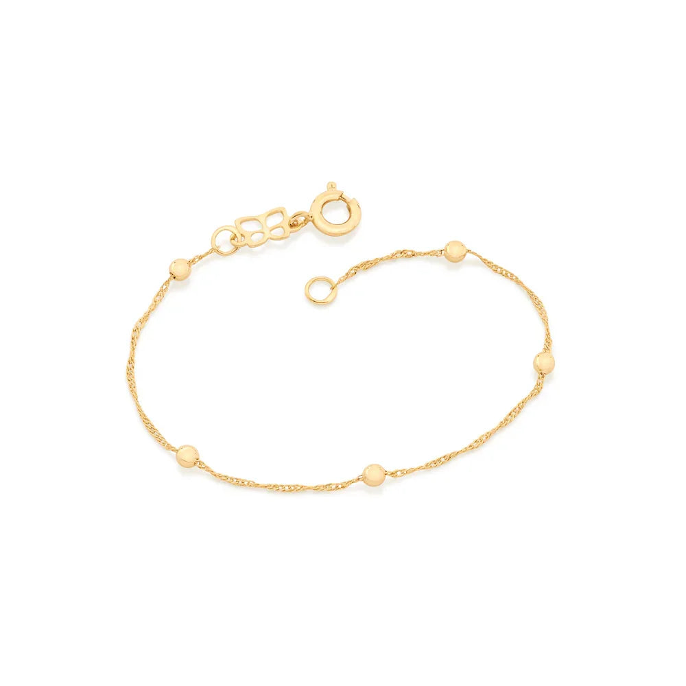 Pulseira Infantil Rommanel com Fio Cingapura e Bolinhas em Metal – Design Delicado 14 cm - Joias Rommanel | YouBeauty - Brincos, Colares e Anéis com Frete Grátis