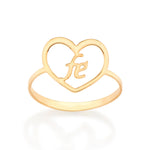 Anel Coração Vazado Rommanel em Ouro 18K – Detalhe Exclusivo com Escrita Fé - You Beauty