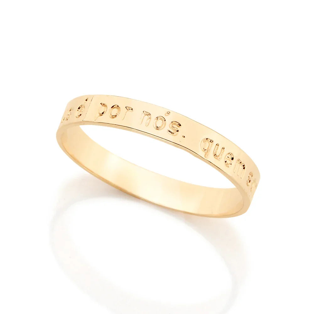 Anel com Cruz Rommanel em Ouro 18K – Trecho Bíblico Gravado Exclusivo - You Beauty