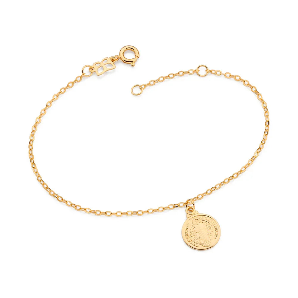 Pulseira Rommanel com Corrente Elo Cadeado e Pingente Medalha de São Bento – Ajustável 17 a 19 cm - Joias Rommanel | YouBeauty - Brincos, Colares e Anéis com Frete Grátis