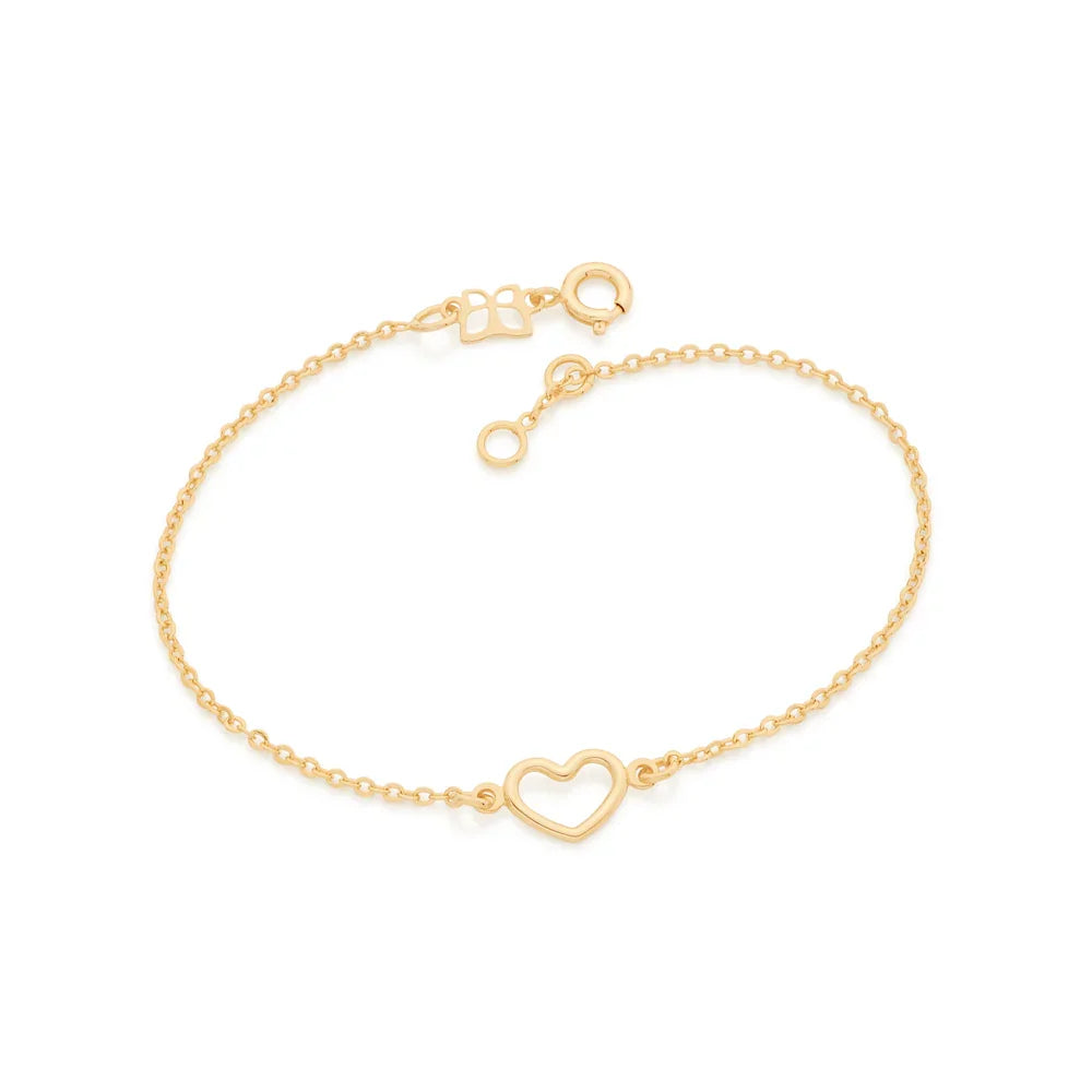 Pulseira Rommanel de Elos Intercalados com Pingente Coração Vazado em Ouro 18K – Ajustável 19 cm - Joias Rommanel | YouBeauty - Brincos, Colares e Anéis com Frete Grátis