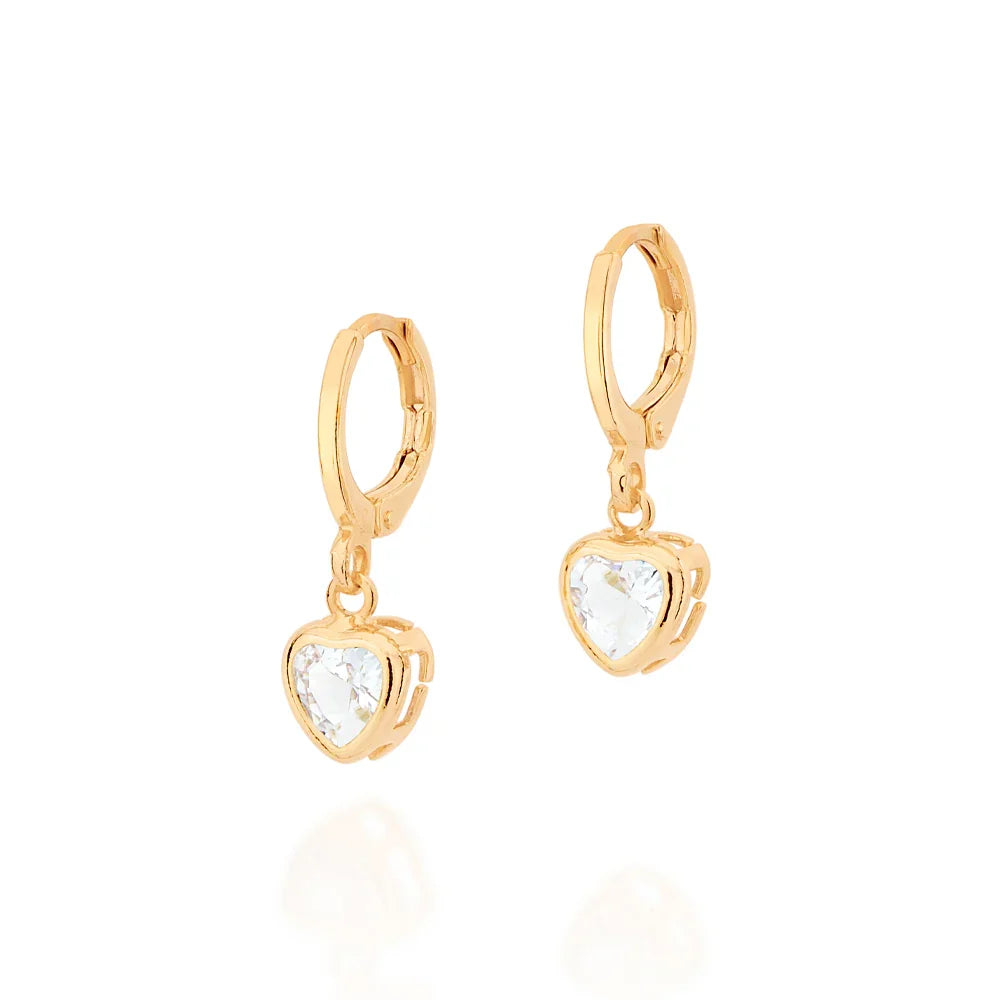 Brinco Argola Coração com Zircônia 6mm Rommanel em Banho Ouro 18K – Design Elegante e Delicado - Joias Rommanel | YouBeauty - Brincos, Colares e Anéis com Frete Grátis