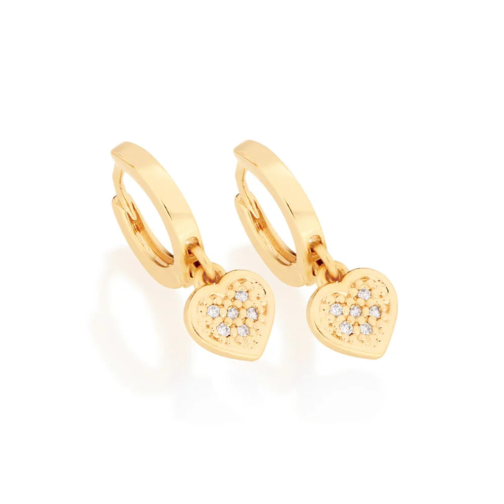 Brinco Argola Coração Rommanel com 12 Zircônias Cravejadas em Ouro 18K – Design Delicado e Brilhante - Joias Rommanel | YouBeauty - Brincos, Colares e Anéis com Frete Grátis