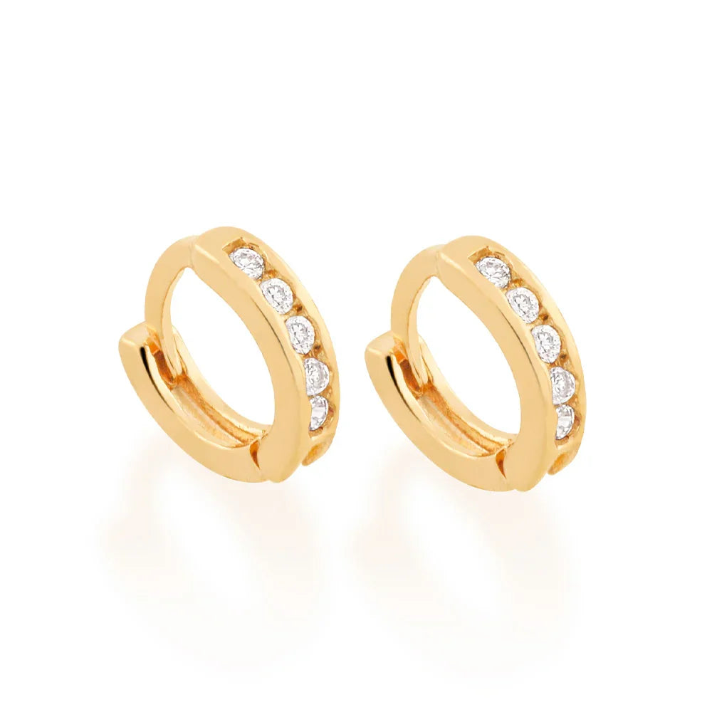 Brinco Argola Rommanel com 10 Zircônias Cravejadas em Ouro 18K – Design Delicado e Sofisticado - Joias Rommanel | YouBeauty - Brincos, Colares e Anéis com Frete Grátis