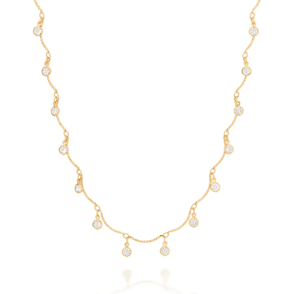 Gargantilha Rommanel com Pingentes Redondos e 22 Zircônias em Ouro 18K – Design Curvado Sofisticado - Joias Rommanel | YouBeauty - Brincos, Colares e Anéis com Frete Grátis