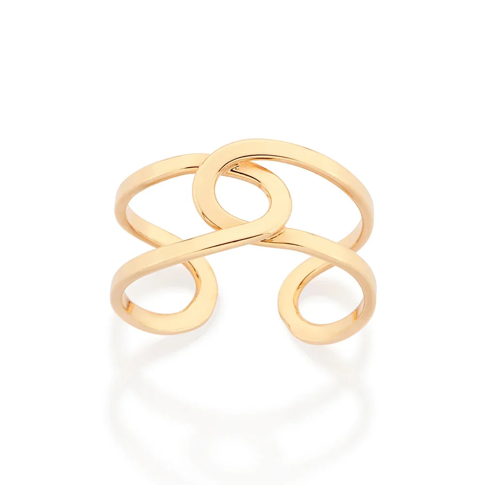 Anel Duplo Vazado Ajustável Rommanel com Banho de Ouro 18K – Design Entrelaçado Exclusivo Ana Hickmann - Joias Rommanel | YouBeauty - Brincos, Colares e Anéis com Frete Grátis