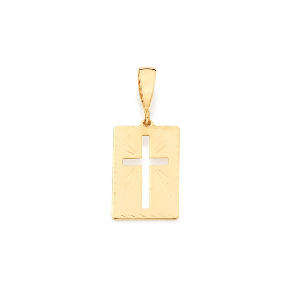 Pingente Retangular Rommanel com Cruz Vazada em Ouro 18K – Design Delicado e Sofisticado - Joias Rommanel | YouBeauty - Brincos, Colares e Anéis com Frete Grátis