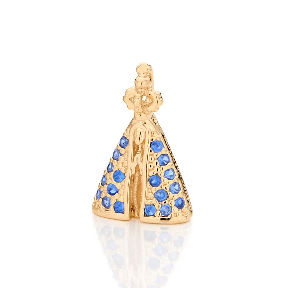 Pingente Nossa Senhora Aparecida Rommanel com 18 Zircônias Cravejadas em Ouro 18K – Design Delicado e Elegante - Joias Rommanel | YouBeauty - Brincos, Colares e Anéis com Frete Grátis