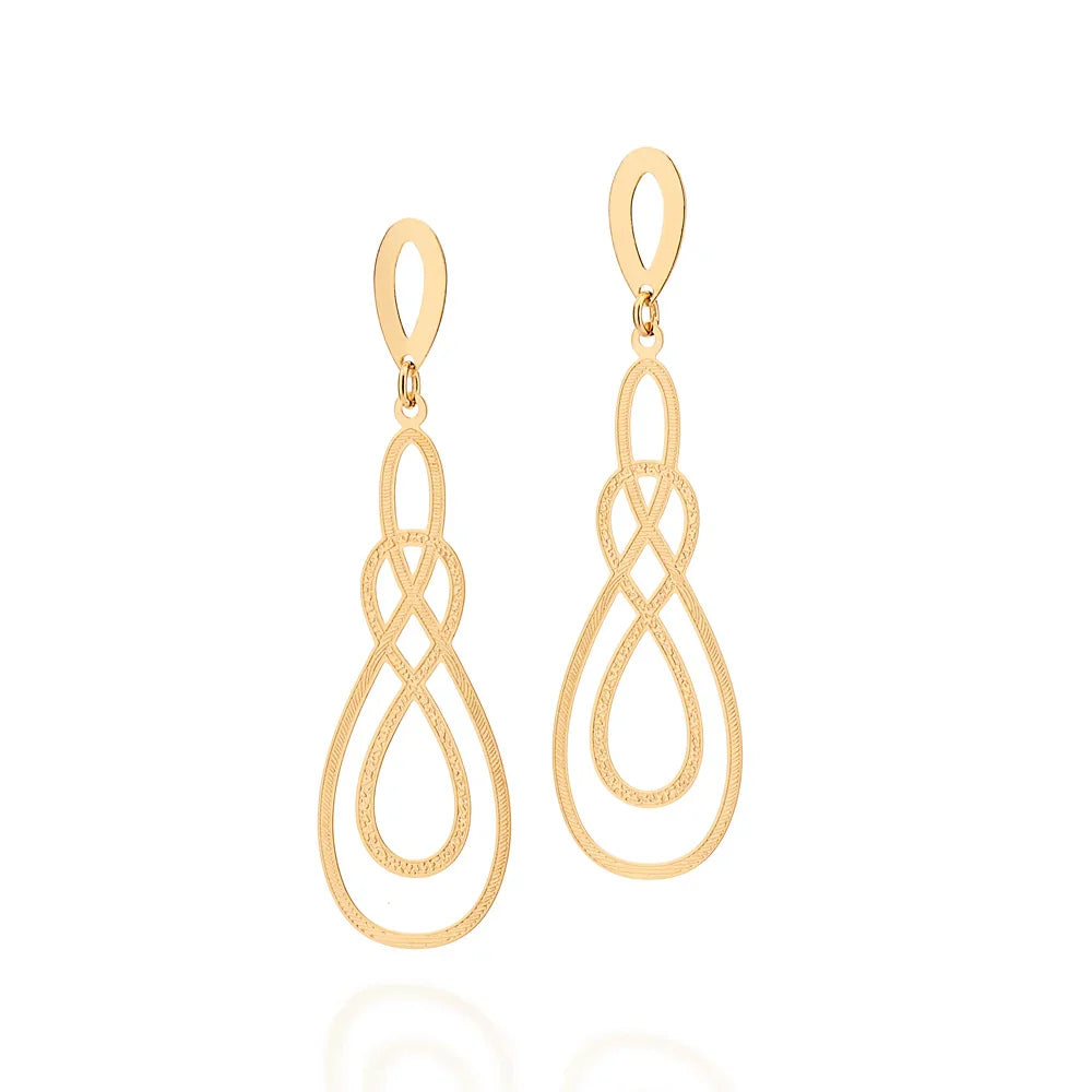 Brinco Maxi Gotas Entrelaçadas Rommanel Banhado a Ouro 18K – Design Elegante e Sofisticado - Joias Rommanel | YouBeauty - Brincos, Colares e Anéis com Frete Grátis
