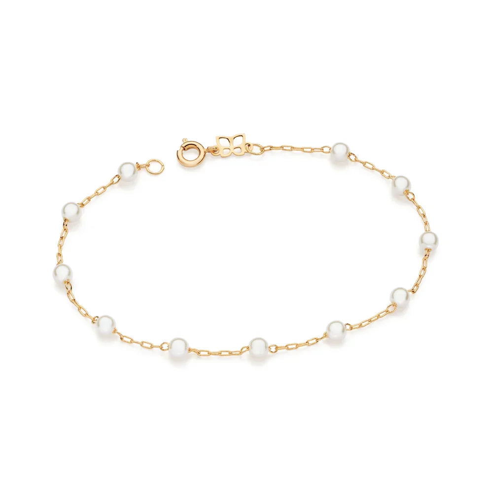 Pulseira Rommanel com Corrente Elo Cadeado Oval e Pérolas Sintéticas – Design Delicado e Elegante - Joias Rommanel | YouBeauty - Brincos, Colares e Anéis com Frete Grátis