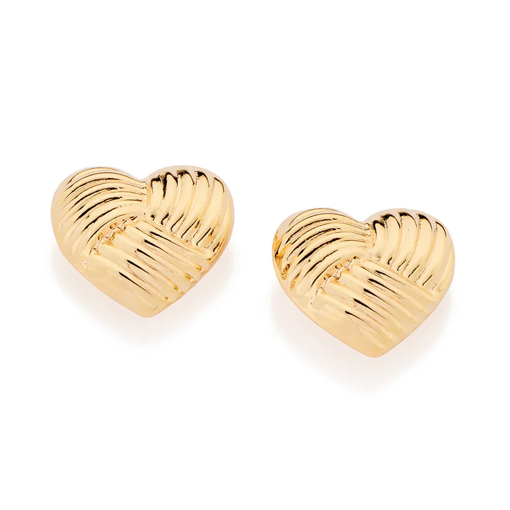 Brinco Coração Abaulado Texturizado Rommanel em Banho de Ouro 18K – Design Sofisticado e Delicado - Joias Rommanel | YouBeauty - Brincos, Colares e Anéis com Frete Grátis