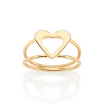 Anel com Coração Vazado Rommanel em Ouro 18K – Design Duplo Moderno - Joias Rommanel | YouBeauty - Brincos, Colares e Anéis com Frete Grátis