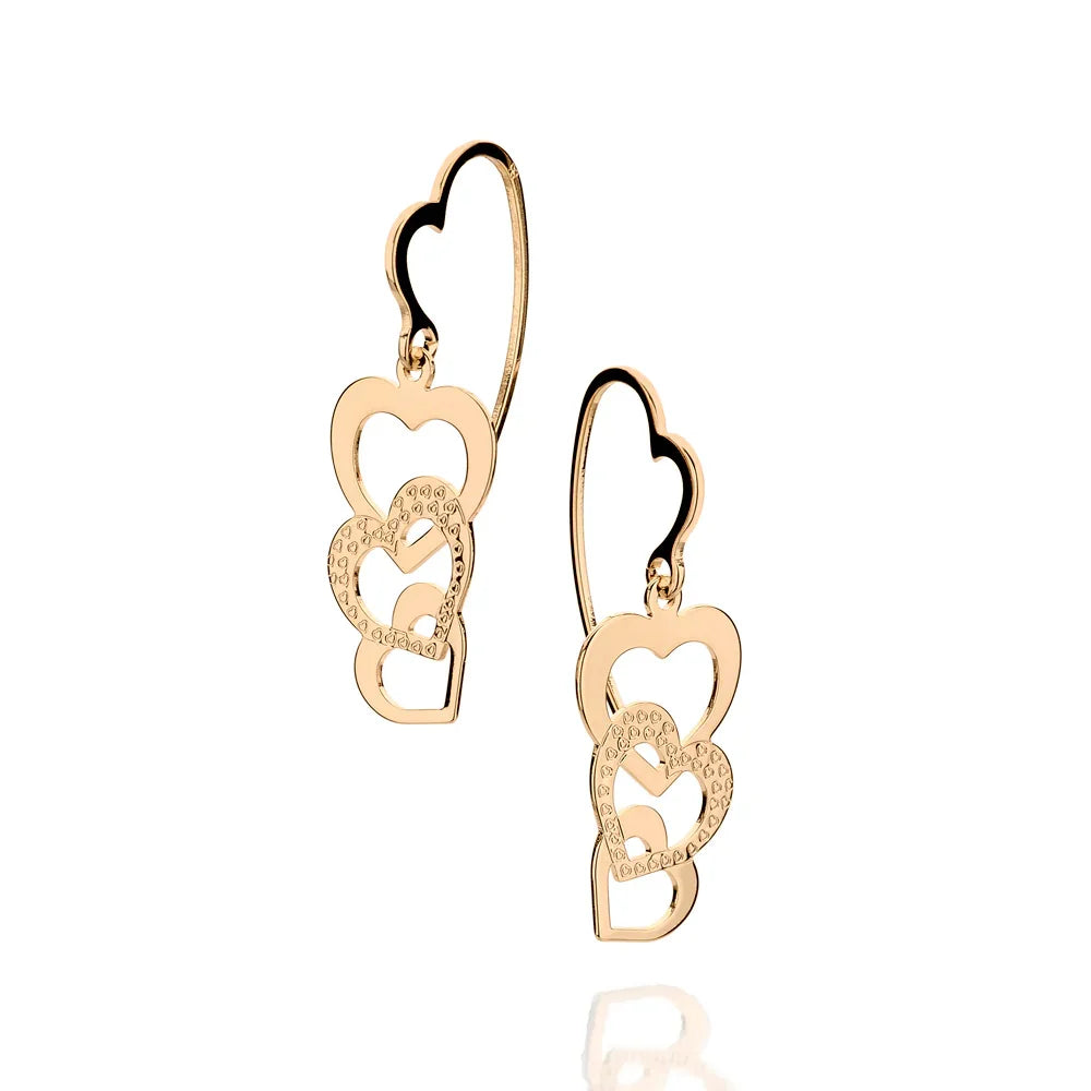 Brinco Corações Vazados Rommanel em Banho Ouro 18K – Detalhe Trabalhado Central - Joias Rommanel | YouBeauty - Brincos, Colares e Anéis com Frete Grátis
