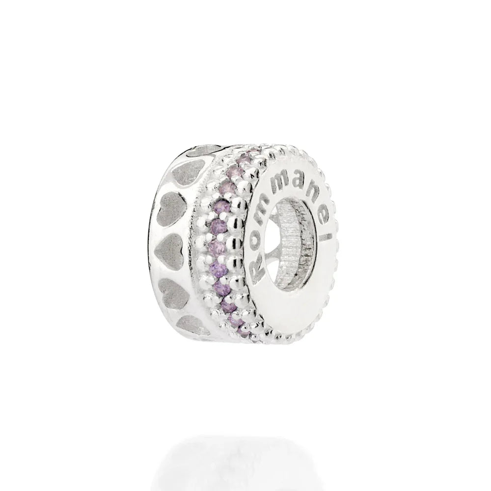 Berloque Stopper Rommanel com 29 Zircônias Ametista em Prata – Corações Vazados Delicados - Joias Rommanel | YouBeauty - Brincos, Colares e Anéis com Frete Grátis