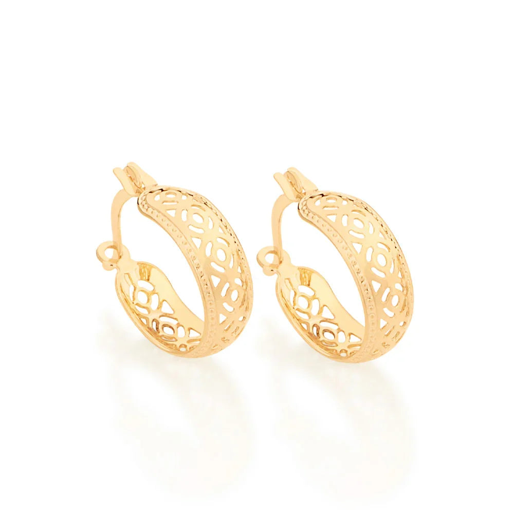 Brinco Argola com Detalhes Vazados Rommanel em Ouro 18K – Design Sofisticado e Leve - Joias Rommanel | YouBeauty - Brincos, Colares e Anéis com Frete Grátis