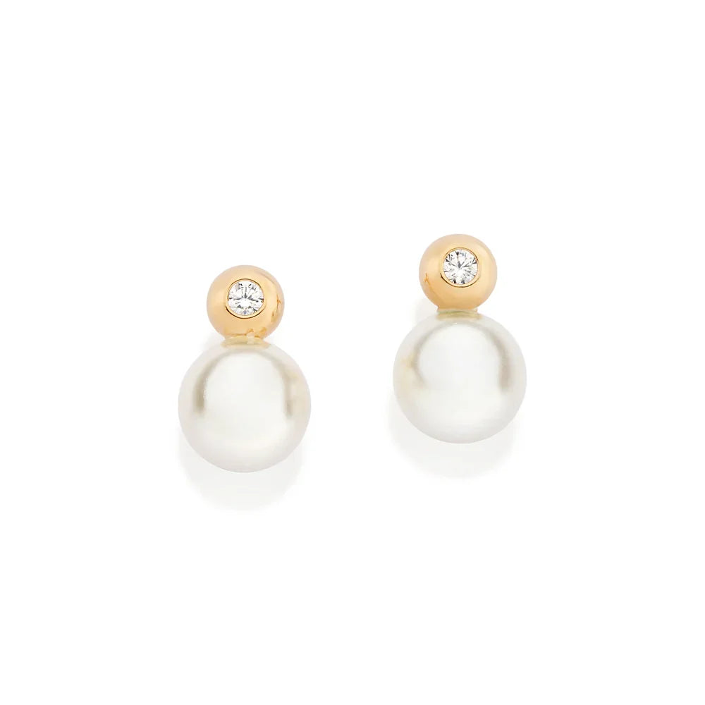 Brinco com Zircônia e Pérola Sintética Rommanel em Ouro 18K – Design Elegante e Delicado - Joias Rommanel | YouBeauty - Brincos, Colares e Anéis com Frete Grátis