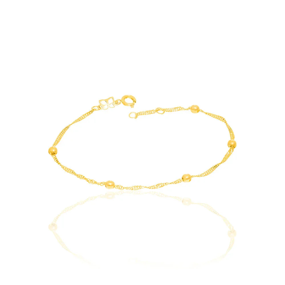 Pulseira Rommanel com Fio Cingapura Torcido e Esferas 3,5mm em Ouro 18K Ajustável – Design Elegante - Joias Rommanel | YouBeauty - Brincos, Colares e Anéis com Frete Grátis