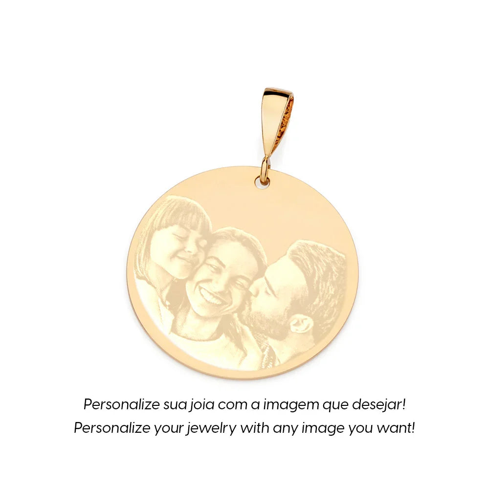 Pingente Medalha Redonda Lisa Personalizável Rommanel em Ouro 18K – Design Elegante e Versátil - Joias Rommanel | YouBeauty - Brincos, Colares e Anéis com Frete Grátis