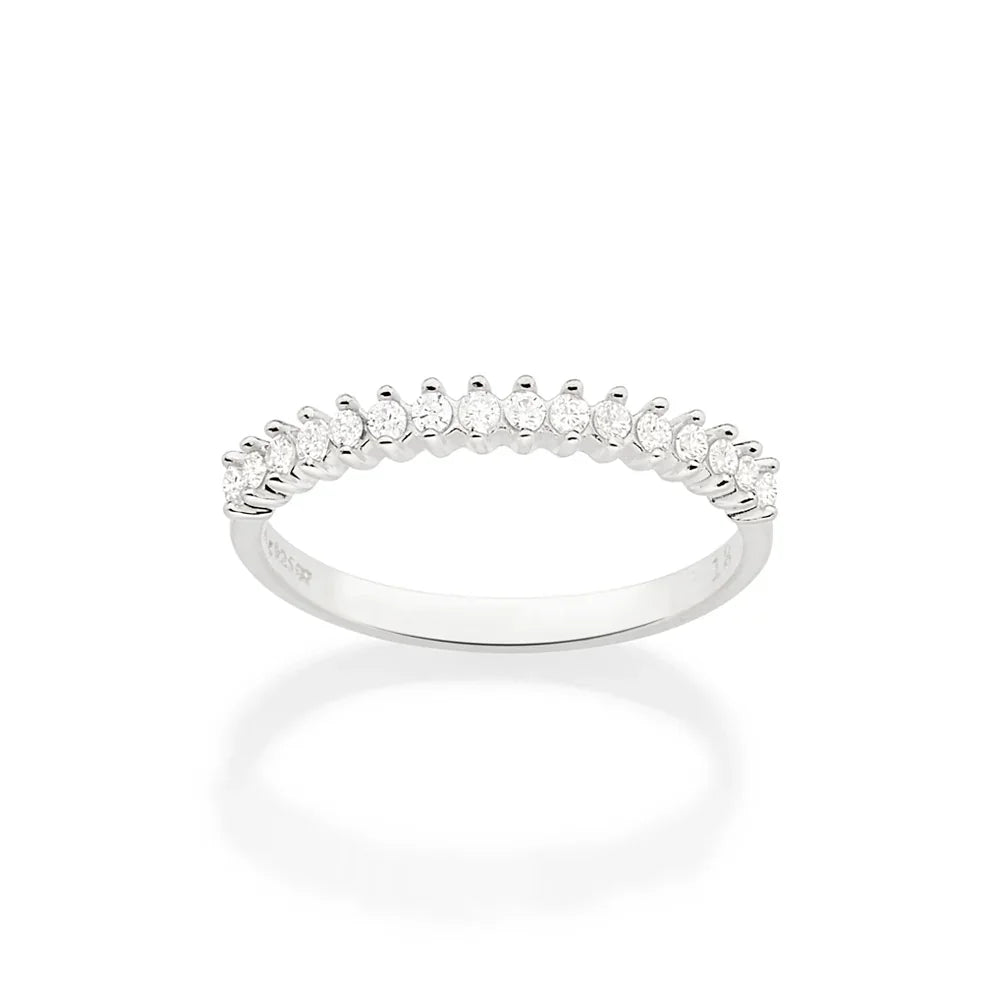 Anel Meia Aliança Rommanel Cravejado com 16 Zircônias 1,5 mm – Design Sofisticado em Prata Branco - Joias Rommanel | YouBeauty - Brincos, Colares e Anéis com Frete Grátis