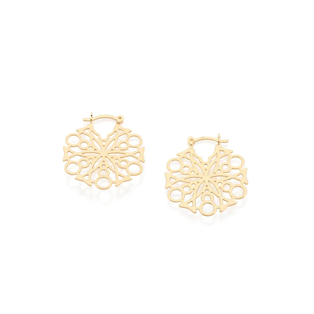 Brinco Argola Rommanel com Desenhos Geométricos Vazados em Ouro 18K – Design Moderno e Elegante - Joias Rommanel | YouBeauty - Brincos, Colares e Anéis com Frete Grátis
