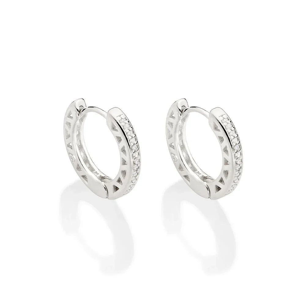 Brinco Argola Cravejada Rommanel com 26 Zircônias em Prata – Design Delicado 1,4 cm - Joias Rommanel | YouBeauty - Brincos, Colares e Anéis com Frete Grátis