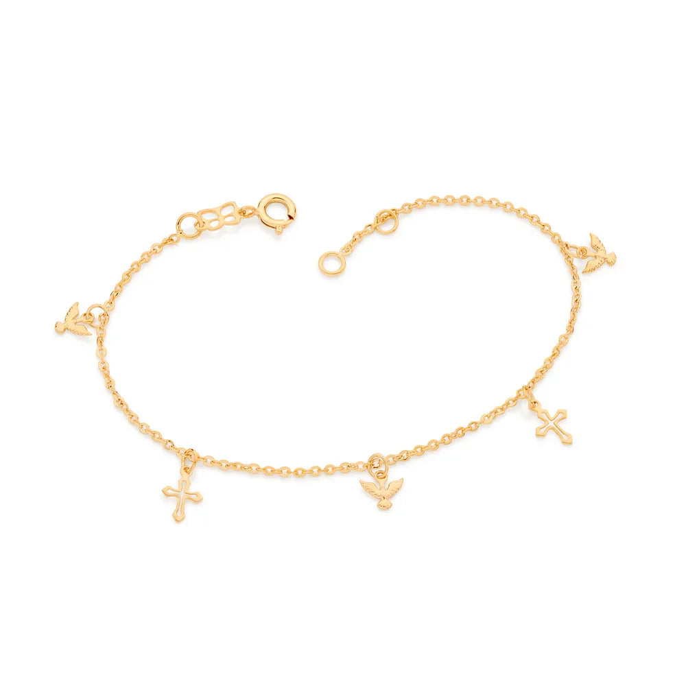 Pulseira Elo Cadeado Batido Rommanel com Espíritos Santos e Cruzes – Coleção Giovanna Antonelli - Joias Rommanel | YouBeauty - Brincos, Colares e Anéis com Frete Grátis