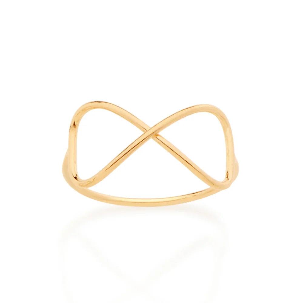 Anel Skinny Infinito Vazado Rommanel Banhado a Ouro 18K – Design Delicado e Moderno - You Beauty
