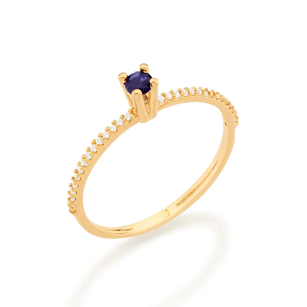 Anel Solitário Rommanel com Zircônias em Ouro 18K – Design Elegante e Brilhante - You Beauty