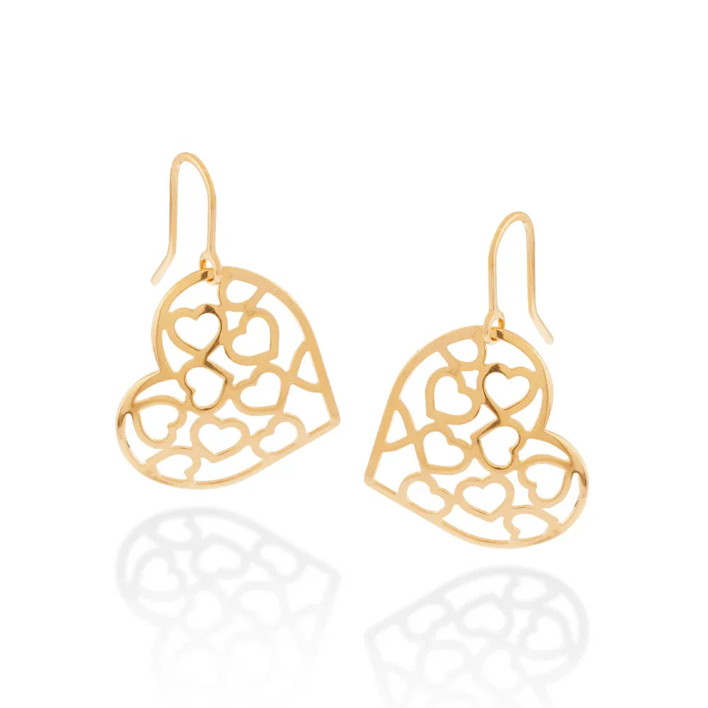Brinco Coração Vazado Rommanel em Banho Ouro 18K – Design Romântico e Delicado - Joias Rommanel | YouBeauty - Brincos, Colares e Anéis com Frete Grátis