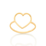 Anel Skinny Rommanel com Coração Vazado em Ouro 18K – Design Delicado e Moderno - You Beauty