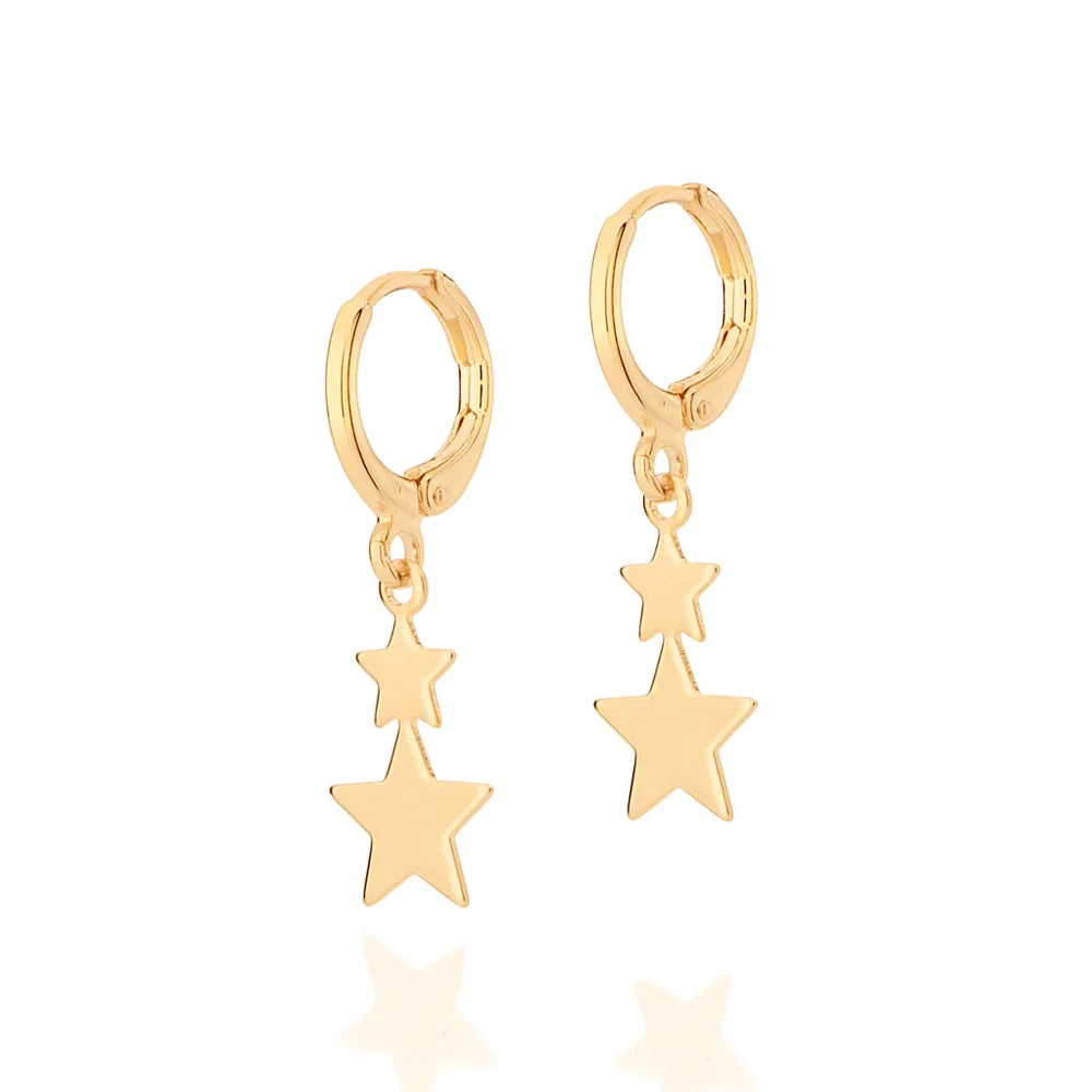 Brinco Argola com 4 Estrelas Penduradas Rommanel em Ouro 18K – Coleção Giovanna Antonelli Exclusiva - Joias Rommanel | YouBeauty - Brincos, Colares e Anéis com Frete Grátis